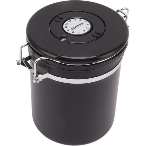 Récipient de stockage de grains de café en acier inoxydable 304 avec soupape d'échappement, réservoir étanche avec indicateur de date et dosette, 1,8 L (12 x 18 cm / 4,7 x 7,1 po) (1/5)