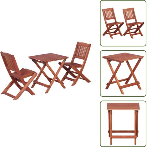 Ensemble de bistro 3 pcs pour enfants Bois d'eucalyptus solide - Meubles De Jardin Enfant - Set Bistrot Enfant - Salon De Jardin Enfant - Table Et Chaises Enfant - Meubles Pliables Enfant (1/5)