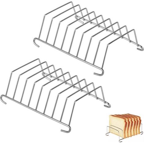 2 Pcs Grille pour Air Fryer, Porte Toast en Acier Inoxydable, Grille pour friteuse à air Chaud, pour 8 tranches de Pain. Convient (1/5)