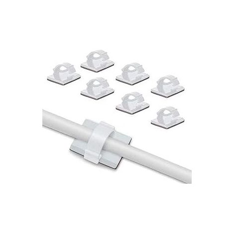 100PCS Clips Câbles Adhésif Durables, Rangement de Cordon Serre-Câbles, Gestion de Câble Support Organiseur de Fils Electriques Réglable pour Bureau/Maison/TV/Chargeur/Voiture/PC (Blanc) (1/4)