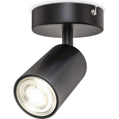 1 Spot plafond pivotant orientable GU10 noir-mat diamètre 90mm pour salon chambre couloir (1/5)