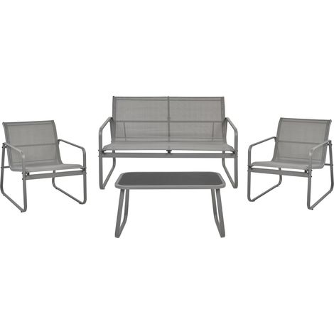 Lounge Set mit Tisch 4-Sitzer BARREA Metall Grau