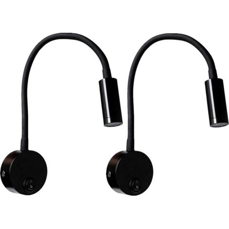 2 Stück 3 W schwarze Wandleselampen, verstellbare Schreibtischlampe mit flexiblem Hals, augenschonende LED-Nachttischlampe mit Schalter (Warmweiß)