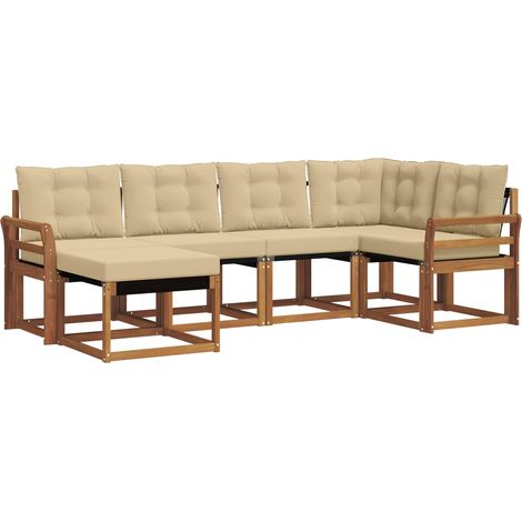 Ensemble de canapés d'extérieur 6 pcs  Salon de jardin Naturel et Beige (1/5)