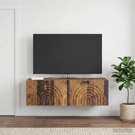 Wandmontierter TV-Schrank Altholz 98 x 31 x 30 cm Holzwerkstoff (1/5)