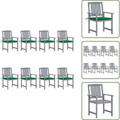 Cuscini per sedie - vidaXL Sedie da Giardino con Cuscini 8 pz in Massello di Acacia Grigie - Sedie con cuscini
