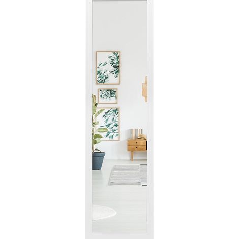 Specchio da appendere alla porta 33 x 119 cm con vetro antisfondamento design moderno polistirolo bianco 200012842