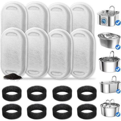Wasserfilter für Haustierbrunnen, 8er-Pack kompatible 3,2-Liter-Kartuschen mit Filterschwamm, einfache Wartung für die Gesundheit Ihres Haustieres (1/5)