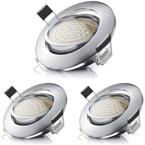 Spot LED Encastrable,Plafonnier Encastré 5W Equivalente de 50W Ampoule halogène,Blanc Chaud 3000K 470LM,Projecteur Orientable IP44 pour Salle de Bain,Salon,Couloir (lot de 3) [Classe énergétique A++] (1/5)