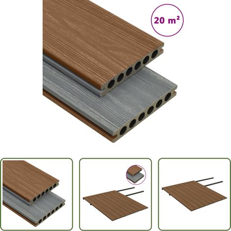 Panneau de terrasse - Panneaux de terrasse et accessoires WPC Marron/gris 20 m² 4 m (1/5)