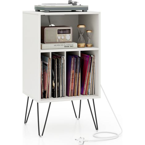 COSTWAY Record Player Stand 3-Tier Turntable Stand w/ Charging Station (1/5)