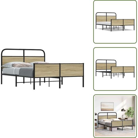 Cadre de lit sans matelas 140x190 cm chêne sonoma - Cadre De Lit - Cadres De Lit - Meuble De Chambre À Coucher - Lit (1/5)