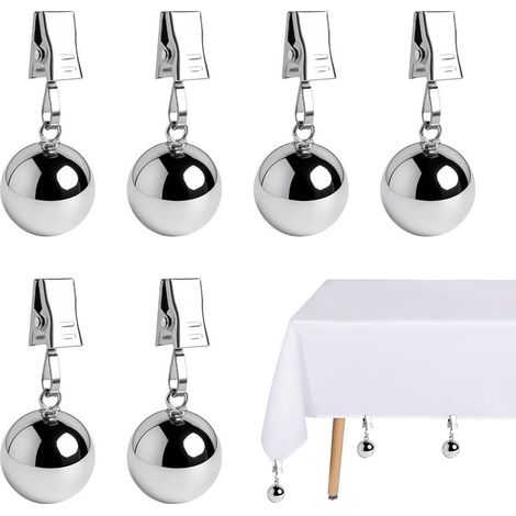Poids pour Nappe Extra Lourd, 6 PCS Pince pour Nappe de Table Exterieur, Poids pour Rideaux Extérieur pour Table Extérieure, Jardin, Terrasse et Balcon (Plateado) (1/5)