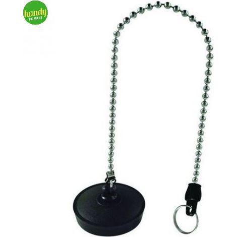 Tappo in gomma con catenella Ambra e griglia inox Ø 47 mm