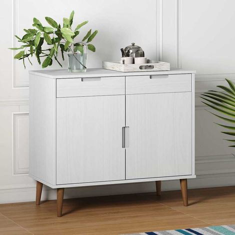 Aparador MOLDE madera maciza de pino blanca 90x40x80 cm (1/4)