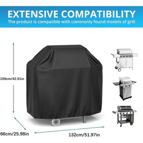 Housse de barbecue 132x66x109cm Noir Couverture de Barbecue Imperméable 210D Bâche de Protection BBQ Anti-UV Anti-l'eau Anti-l'humidité pour Weber Holland (1/5)