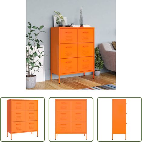 vidaXL Schubladen - Schubladenschrank Orange 80x35x101,5 cm Stahl (1/5)