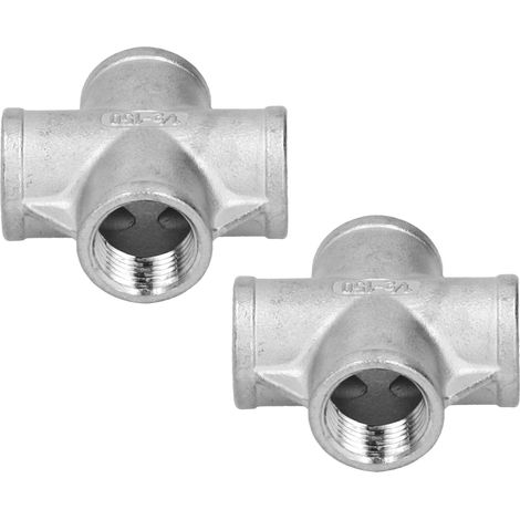 Lot de 2 adaptateurs 4 voies 1/2‑150, raccords NPT en acier inoxydable pour tuyauterie de brassage amateur (1/5)