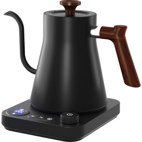 Wasserkocher mit Schwanenhals, 1200 W, NTC-Temperaturregelung, LCD-Display und automatischer Abschaltfunktion für Kaffee und Tee, 0,9 l Fassungsvermögen, Edelstahl-Innenraum (1/5)