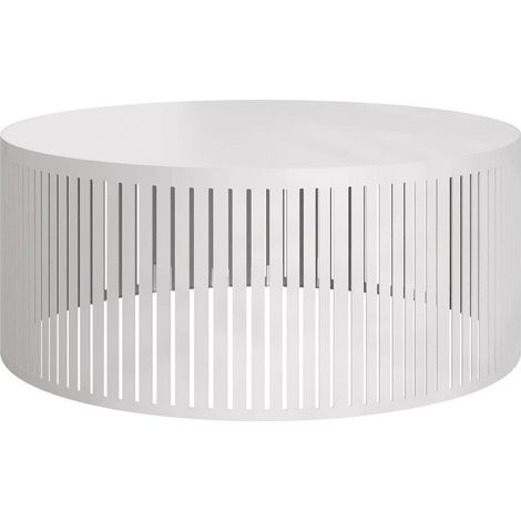 Mesa de centro Prunis I, Blanco, 25x0x0cm, Diámetro: 59, Aglomerado laminado, Redonda