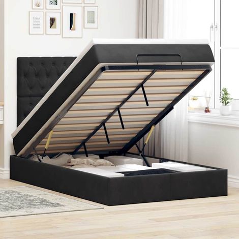 Ottoman-Bett mit Matratzen & LEDs Schwarz 120x190 cm Samt vidaXL (1/5)