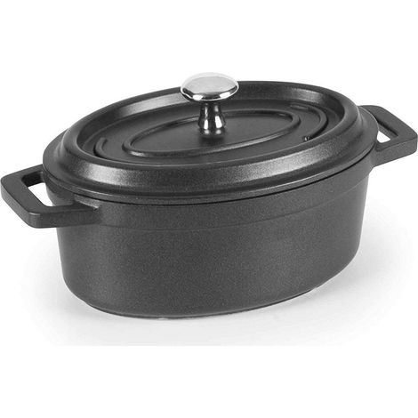 Lacor 25912- Pentola ovale, alluminio pressofuso, 11,5 x 7,5 cm, colore nero