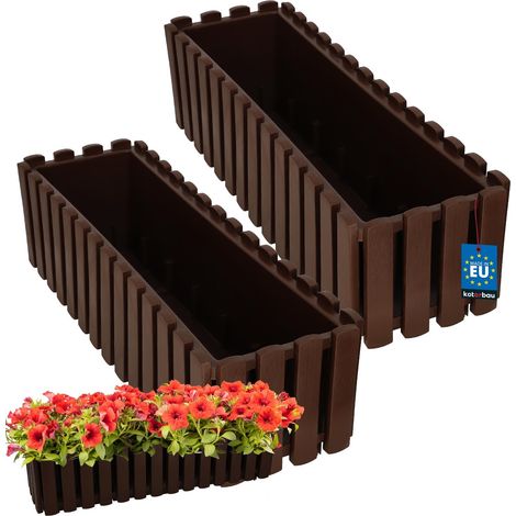 Jardinière de balcon rustique marron 60 cm (lot de 2) (1/5)