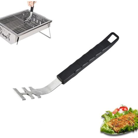 Pince à griller en acier - Manche anti-chaleur 28 cm pour grilles en acier/fonte, accessoire universel pour barbecue, jardin et camping (1/4)