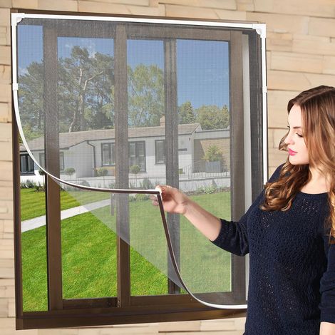 Selbstmontierbares, verstellbares magnetisches Moskitonetz für Fenster – max. 120 x 180 cm – kein Bohren erforderlich, individuell zuschneidbar – einfache Montage (weißer Rahmen, graues Netzgewebe)