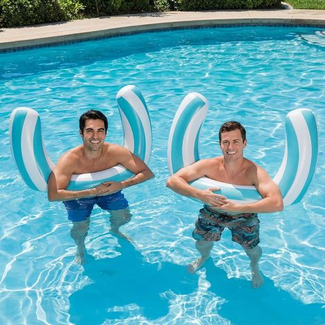 gebogene Poolnudeln (30 x 24 Zoll) – aufblasbares Poolspielzeug für Erwachsene, Strand, gestreift), aufblasbar, Wasserspiele und Reisen (blau) (1/5)