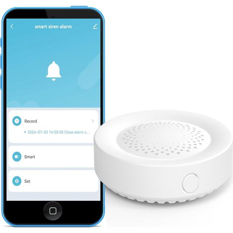 Alarme intelligente Sirène : alarme avec son de 100 dB, alarme antivol sans fil, télécommande application, lien avec appareils pour la sécurité domestique (1/5)