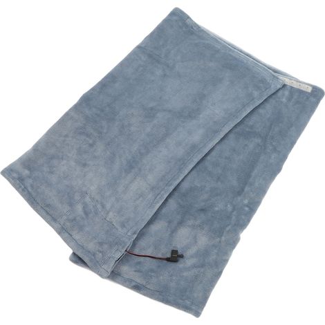 Couverture chauffante USB douce et confortable, portable, avec contrôle de température et lavable en machine. Idéale pour la voiture, la maison et les voyages. Gris et bleu. (1/5)
