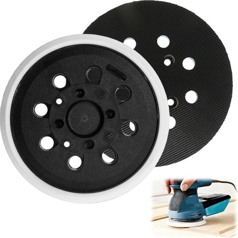 Plateau de Ponçage 125mm - 1 Pièce - Plastique Renforcé et Caoutchouc - 8 Trous d'Aspiration et Fixation Velcro - Compatible Ponceuse Orbitale - Diamètre 125mm (1/5)