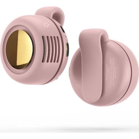Ventilateur portable à pince rechargeable USB, mini ventilateur à pince pour le cou et la taille, ventilateur de climatisation réglable (1er modèle) Rose (1/5)