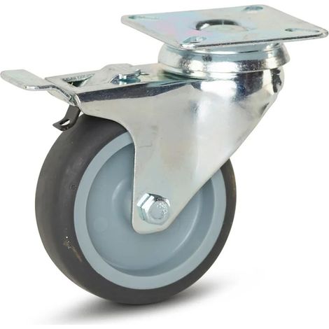 Roulette pivotante freinée - MESO - Meuble - Platine - 75mm - 60kg