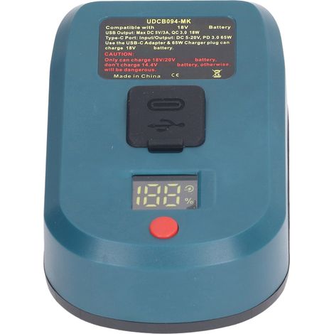 Adaptateur de batterie, affichage numérique 18V Li vers sortie USB Type C pour BL1830 BL1850 BL1840 (1/5)