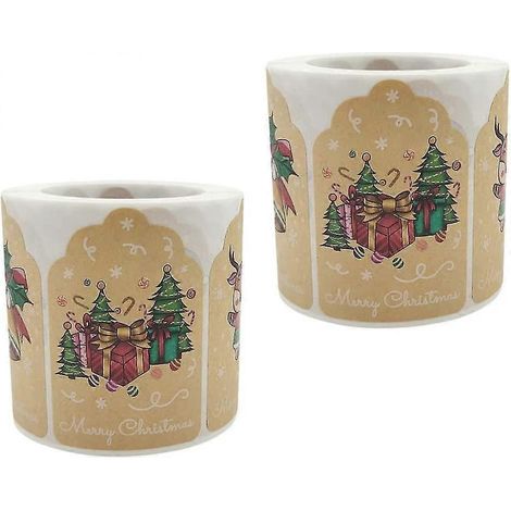 Autocollants de scellement de Noël pour cadeaux : décalques pour emballage de Noël, étiquette pour boîte ou sac cadeau, 2pcs