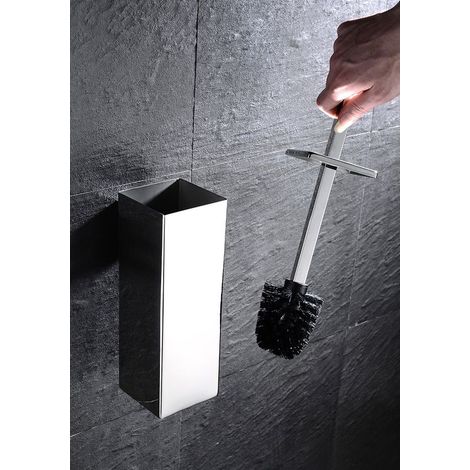Brosse WC - Tête En Silicone - Support En Acier Inoxydable SUS304 - Pour Salle De Bains - 1 Pièce (1/5)