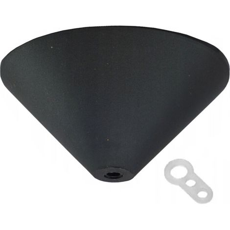 1 Cache-Plafond - Cache-Plafond Cone - Diametre 11,5 Cm - Hauteur 6 Cm - IP20 - Pour Cables Standards Et Tresses - Noir (1/3)