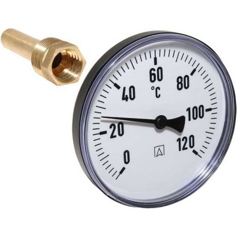 Afriso Bimetall Thermometer mit Tauchhülse 1/2 AG Ø 100mm Länge 63mm 63695