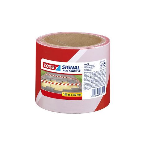 Cinta de balizamiento no adhesiva 100m x 80mm roja/blanca 58137 tesa