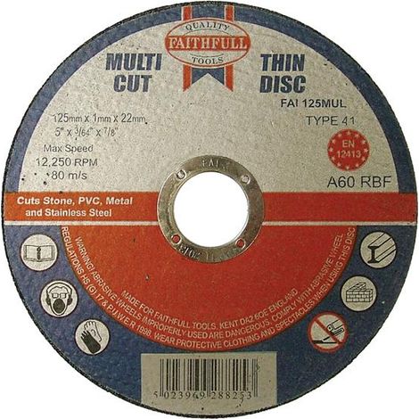 Faithful FAI12510MUL Thin 1mm Cutting Disc 125mm x 22mm 10 Pack