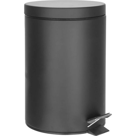 Aqualine Simple Line - Cubo de basura redondo 5 l, negro mate 26105 (1/2)