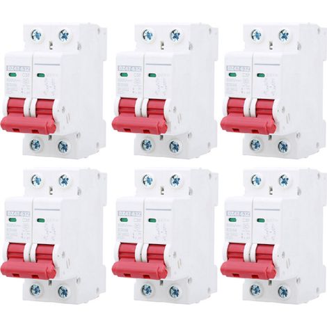 Lot de 6 disjoncteurs DZ47-63Z DC500V 2P MCB pour applications photovoltaïques, protection contre les surcharges et les fuites de courant, 32 A (1/5)