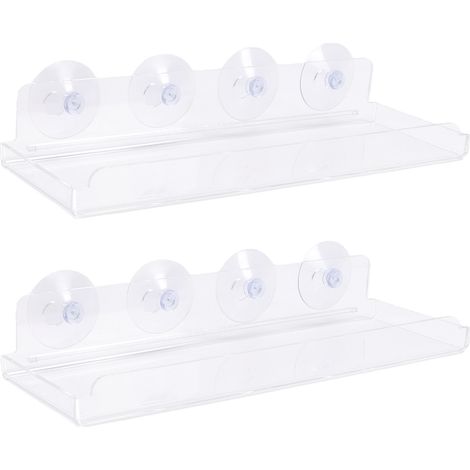 Étagère fenêtre 2pcs sans perçage ventouses acrylique transparent support plantes succulentes intérieur extérieur (1/4)