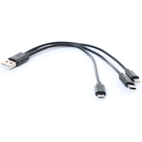 Adaptateur USB 5V-2,0A avec 3 types de prises différentes