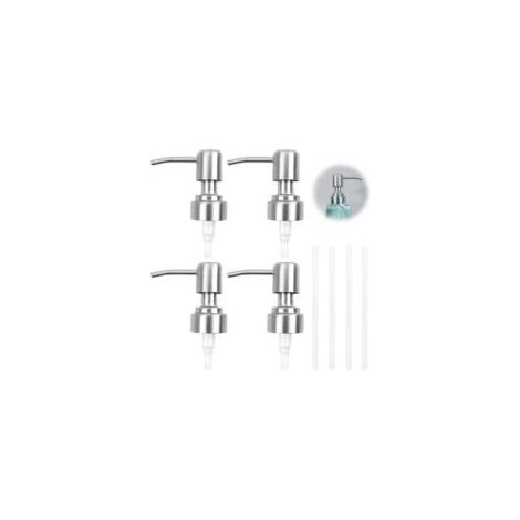 Ensemble de 4 distributeurs de savon en acier inoxydable avec pompe, encastrables, idéaux pour la cuisine et la salle de bain, recharge incluse Crezuo (1/4)