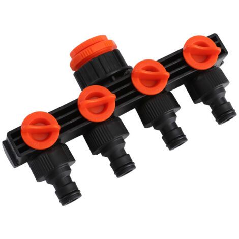 Répartiteur Séparateur de Tuyau 4 Sorties, Distributeur Raccord d'arrosage Connecteur Prolongateur Adaptateur à Robinet Nez de Robinet y Sélecteur pour Jardin Serre Potager Pelouse