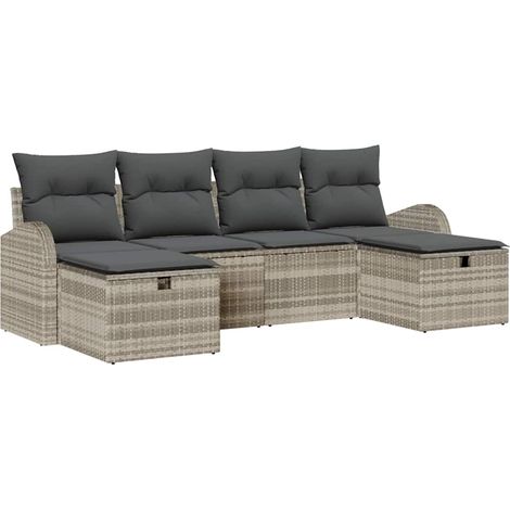 Maison Exclusive - Set di divani con cuscino 6 pcs Grigio chiaro polyrattan