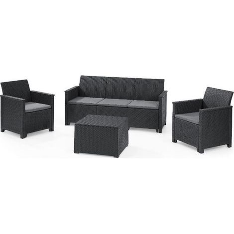Set da Giardino Keter Emma 1 Divano 3 Posti Poltrone 1 Tavolino